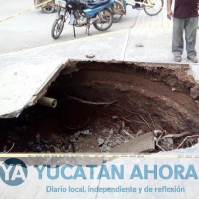 Socavón en comunidad del sur de Yucatán