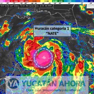 Nate se convierte en huracán categoría 1 en el Canal de Yucatán