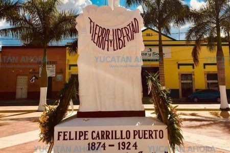 Alcalde pagará con su aguinaldo letras nuevas para estatua de Felipe Carrillo Puerto