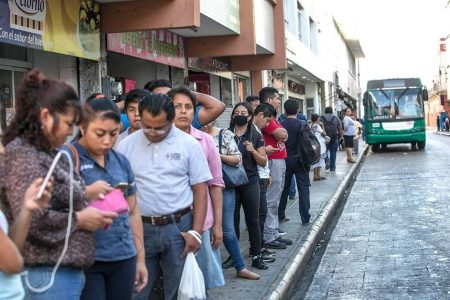 Para tener sana distancia, reubican paraderos de autobuses en el centro de Mérida
