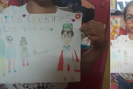 Reconocimiento infantil al personal de salud en hospital yucateco