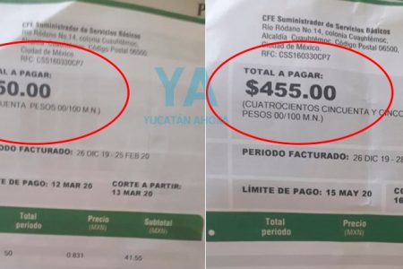 Más atropellos de CFE contra yucatecos: les cobran meses atrasados que ya pagaron
