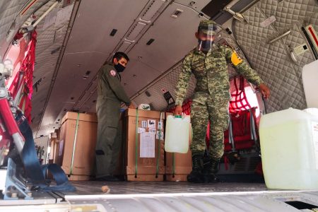Llega el octavo vuelo del Ejército con insumos para atender Covid-19 en Yucatán