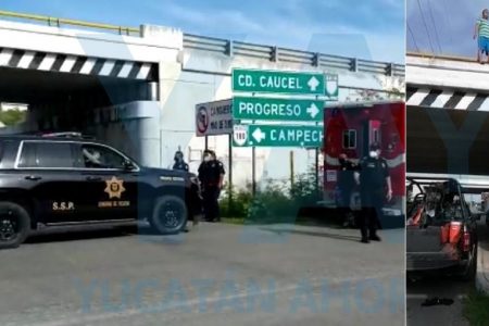 Se arroja de un puente del Periférico: policía de la SSP amortigua su caída y le salva la vida