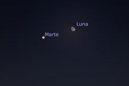 Conjunción de la Luna y Marte, el domingo 6 en la madrugada