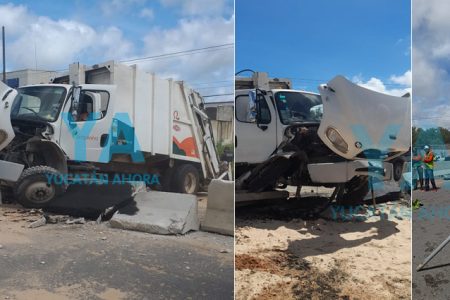 Camión de Pamplona provoca aparatoso accidente por una falla mecánica