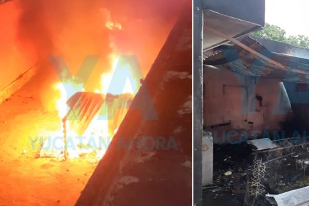 Por una veladora, se incendia local en Kanasín y deja pérdida de 500 mil pesos