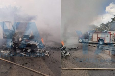Camión de Servilimpia arde en llamas en el Periférico