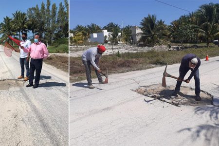 Comienzan a reparar calles dañadas en Telchac Puerto
