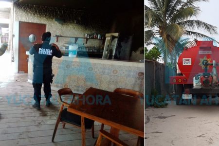 Por un cortocircuito, se incendia restaurante en Chelem