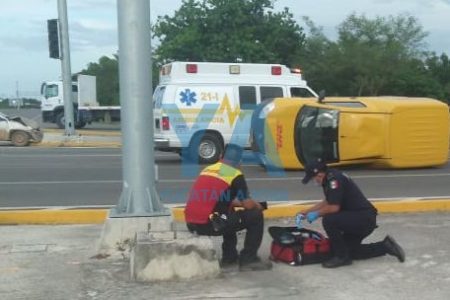 Mensaje del choque, en la carretera Mérida-Cancún