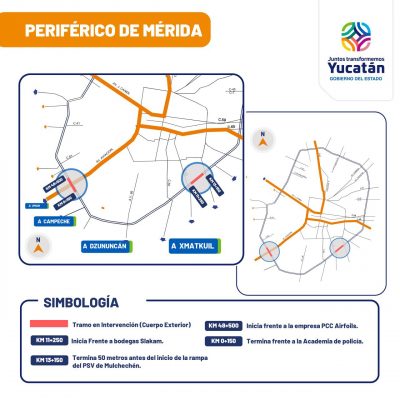 Continúan los trabajos de rehabilitación en 10 kilómetros del Anillo Periférico de Mérida