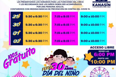 Feria y circo gratuito para las niñas y niños de Kanasín