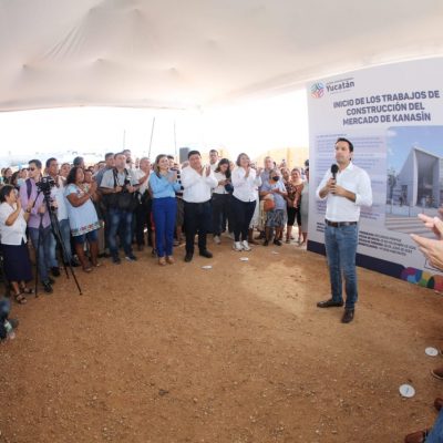 El gobernador Mauricio Vila y el alcalde Edwin Bojórquez abanderan inicios de trabajos de construcción del mercado municipal de Kanasín