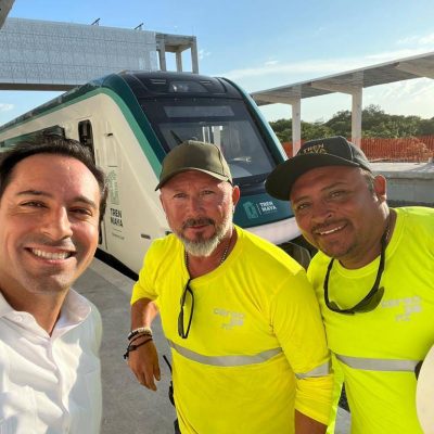 El Gobernador Mauricio Vila Dosal y el Presidente Andrés Manuel López Obrador realizaron el primer recorrido de prueba del Tren Maya que partió desde Campeche hasta Yucatán